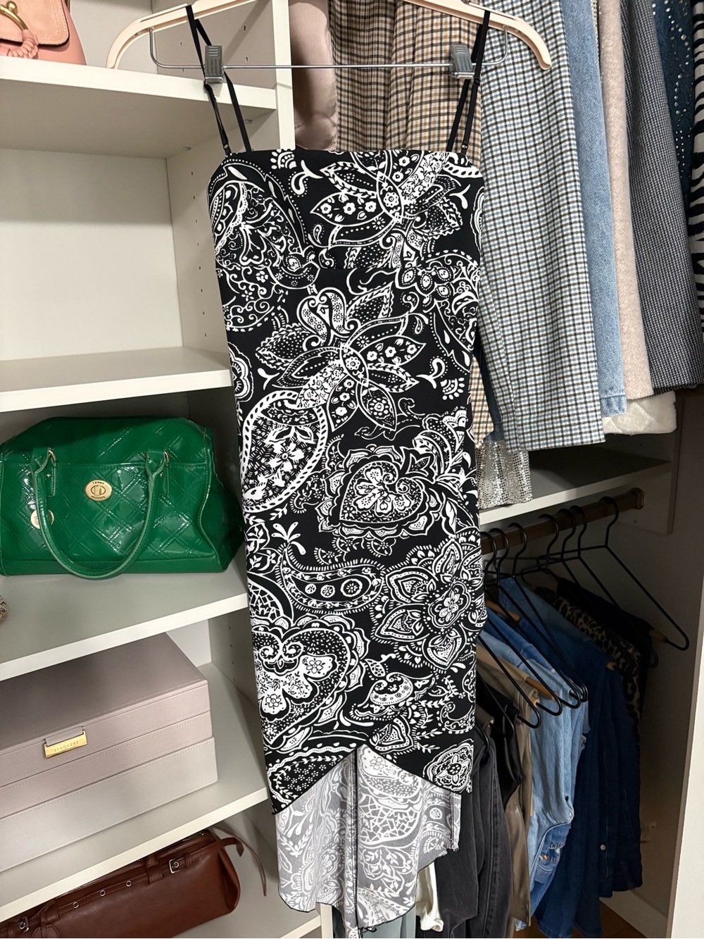 City Triangles Black and White Paisley Print Dress